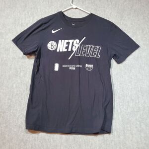 Brooklyn Nets Shirt Mens Small Black Nike Swoosh Logo NBA Basketball Sports Tee